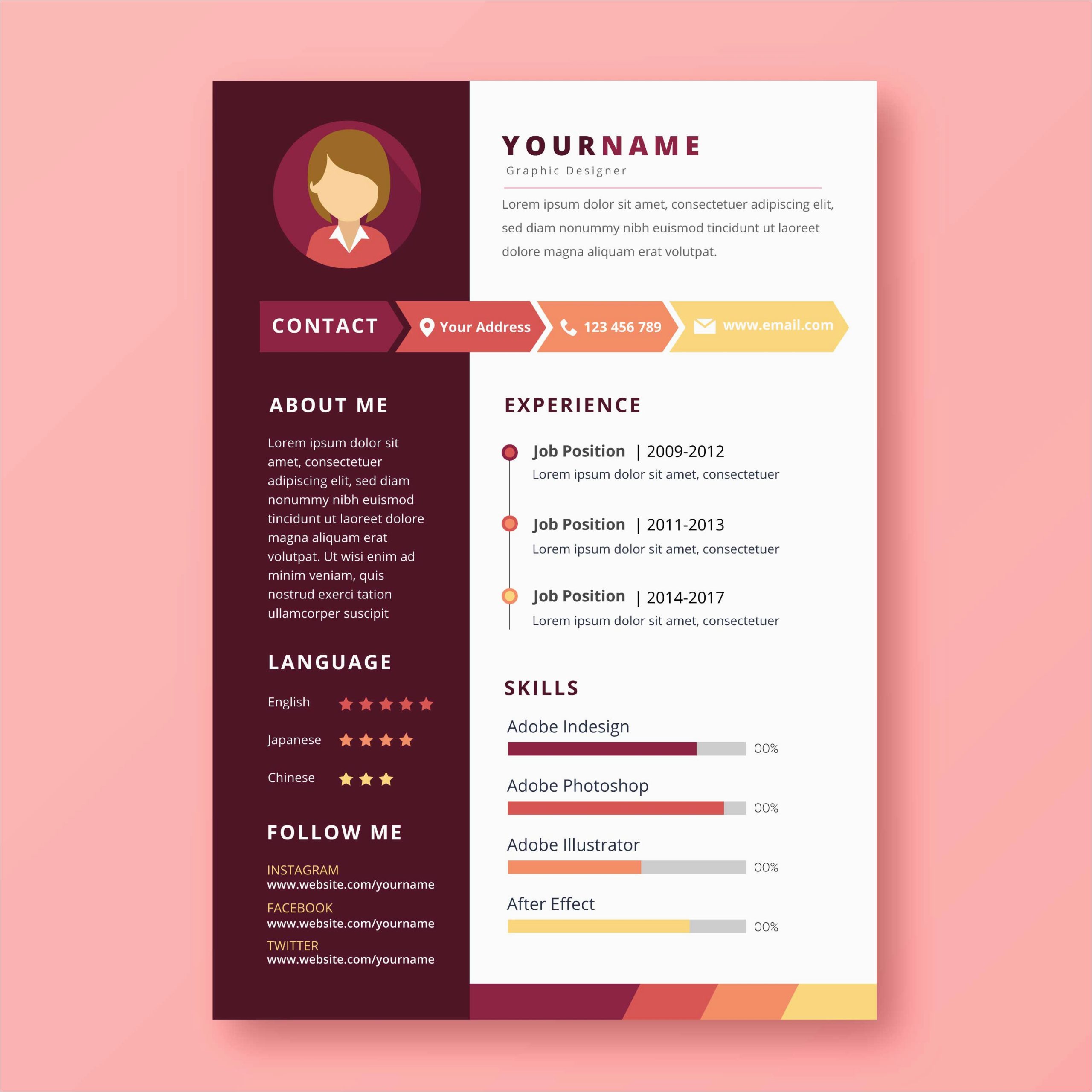 Free Sample Resume for Graphic Designer Graphic Designer Resume Vector Art at Vecteezy