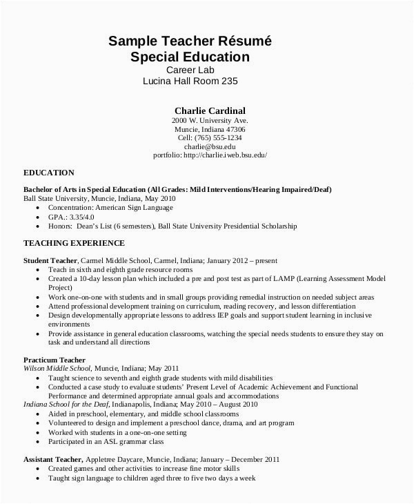 Free Special Education Teacher Resume Templates 10 Education Resume Templates Pdf Doc