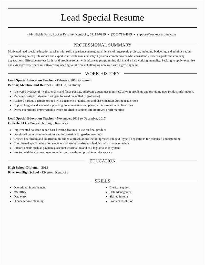 Free Special Education Teacher Resume Templates Special Education Teacher Resume Template Free 9 Special
