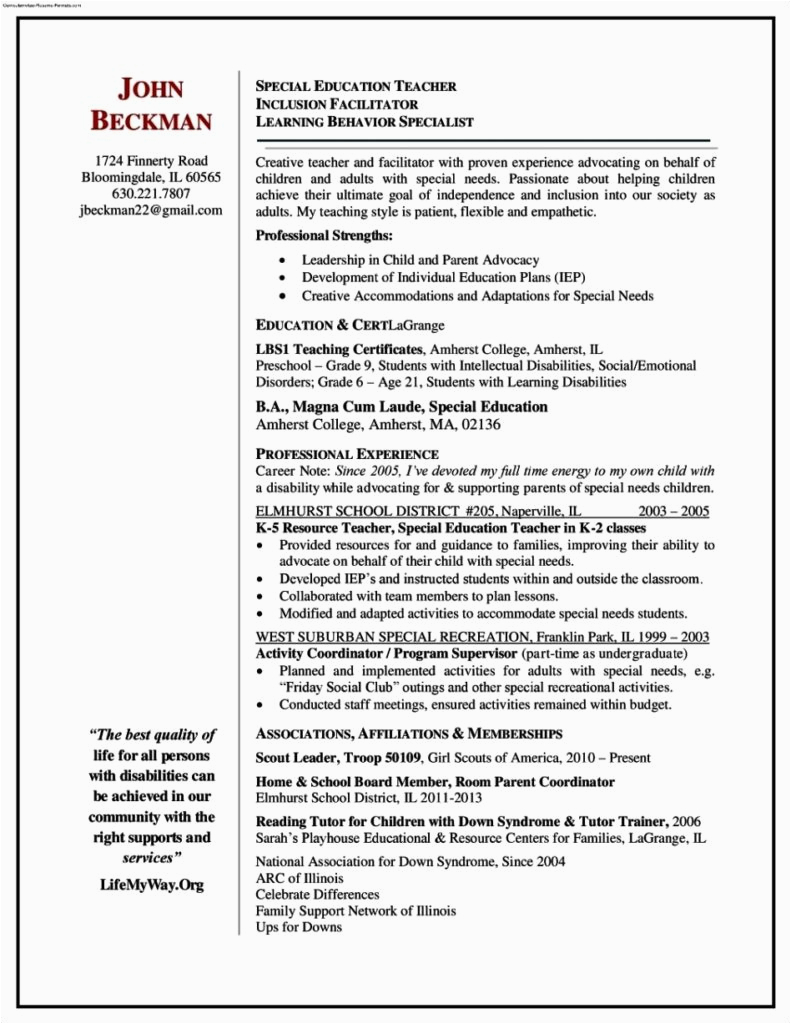 Free Special Education Teacher Resume Templates Special Education Teacher Resume Template