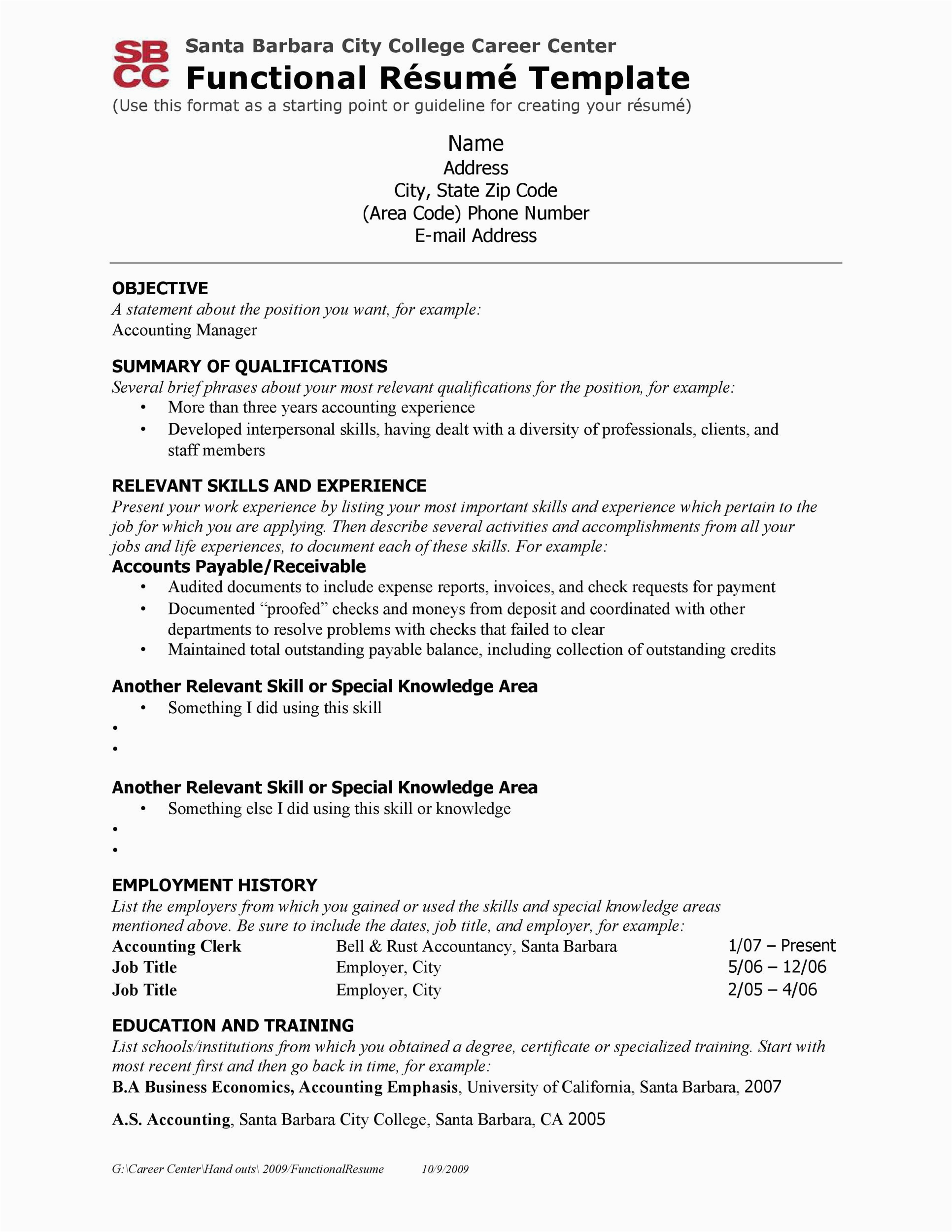 Functional Resume Template for College Student Functional Resume Template for Colege Student