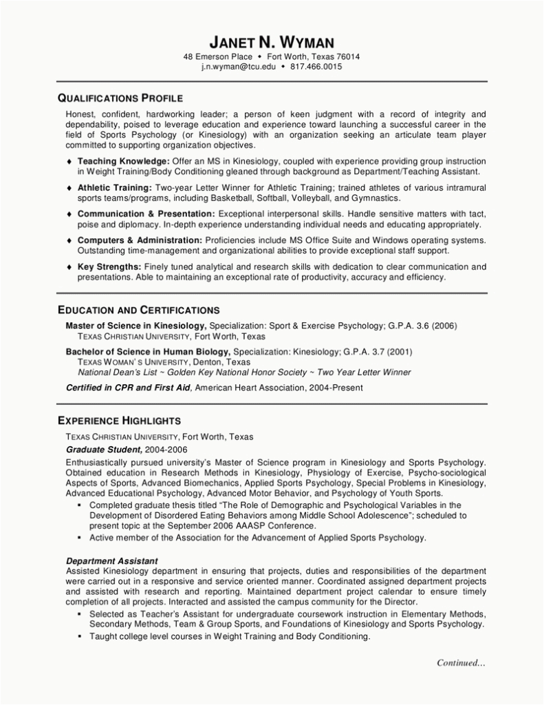 Graduate Student Resume for Masters Application Sample Graduate Student Resume Example