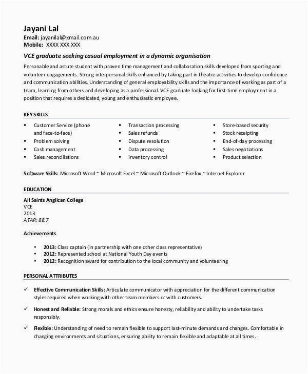 High School First Job Resume Template First Job Resume 7 Free Word Pdf Documents Download