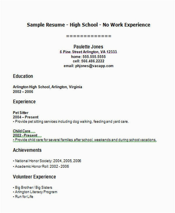 High School First Job Resume Template Highschool Student First Job Resume Sample Best Resume