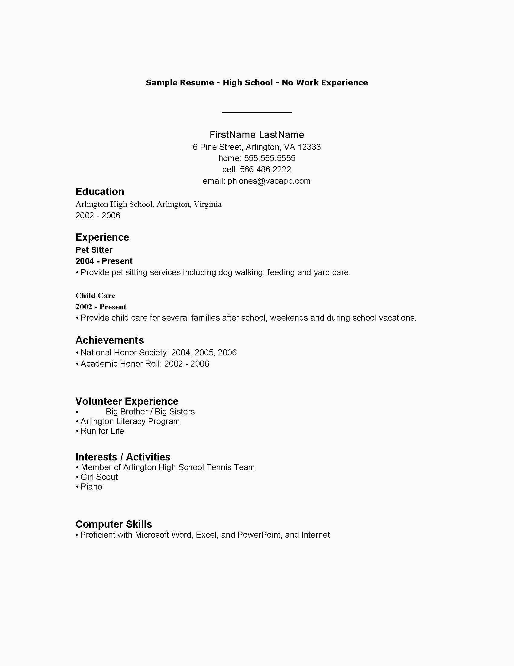 High School Resume Samples No Experience High School Student Resume with No Experience Pdf Pdf