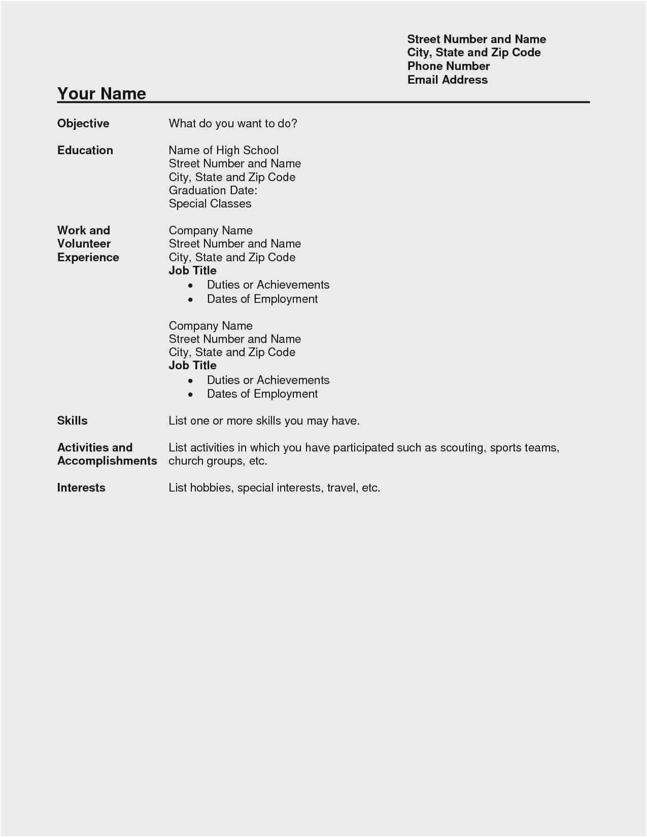High School Resume Template with No Work Experience Resume for someone with No Work Experience format 44