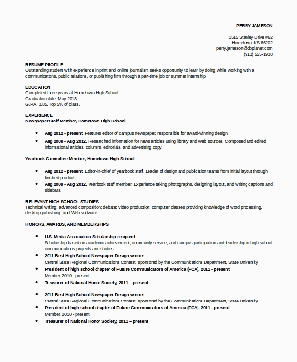 High School Student Academic Resume Template Free 7 Sample Academic Resume Templates In Ms Word