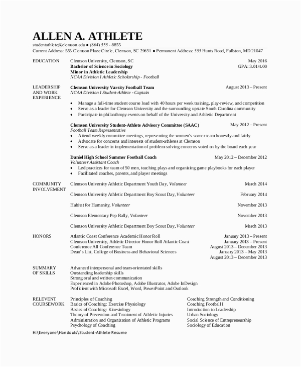 High School Student athlete Resume Template Free 8 Sample Student Resume Templates In Pdf