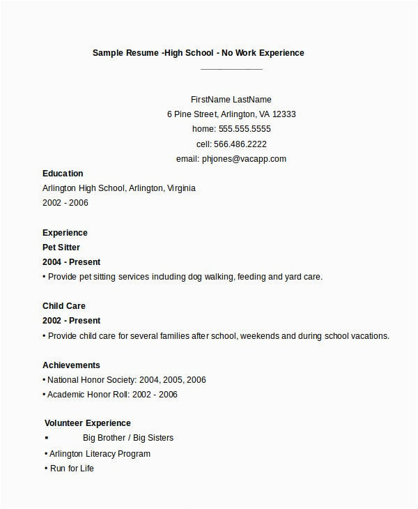 high school resume no work experience reddit