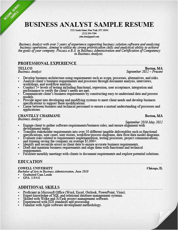 It Business Analyst Resume Samples with Objective Business Analyst Resume Sample & Writing Guide