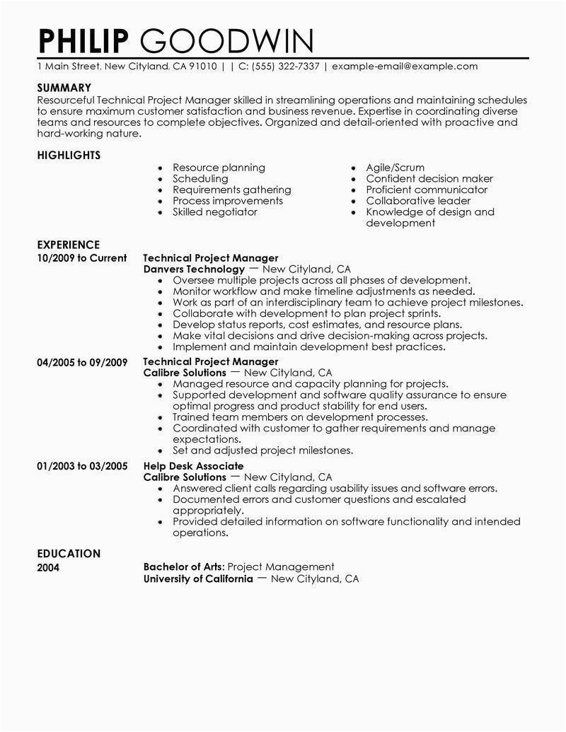 It Project Manager Resume Template Free Free Professional Resume Templates 2018