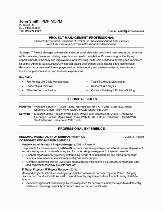 It Project Manager Resume Template Free top It Resume Templates & Samples