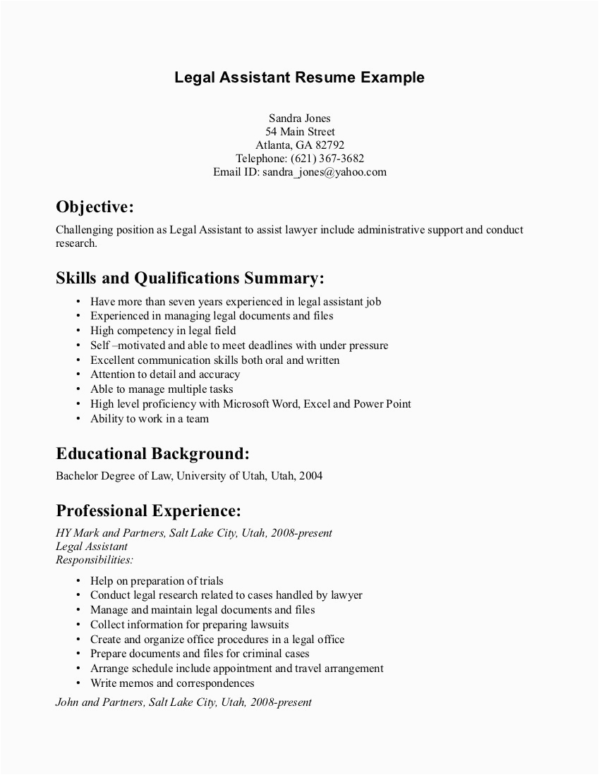 Personal Injury Legal assistant Resume Sample Personal Injury Legal assistant Resume Sample