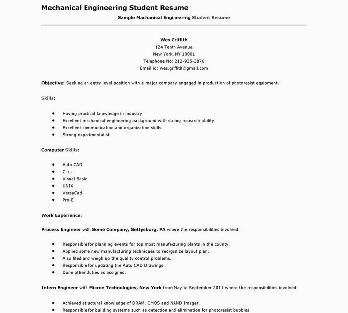 Resume for Freshers Looking for the First Job Samples Mechanical Engineer Resume for Freshers Looking for the