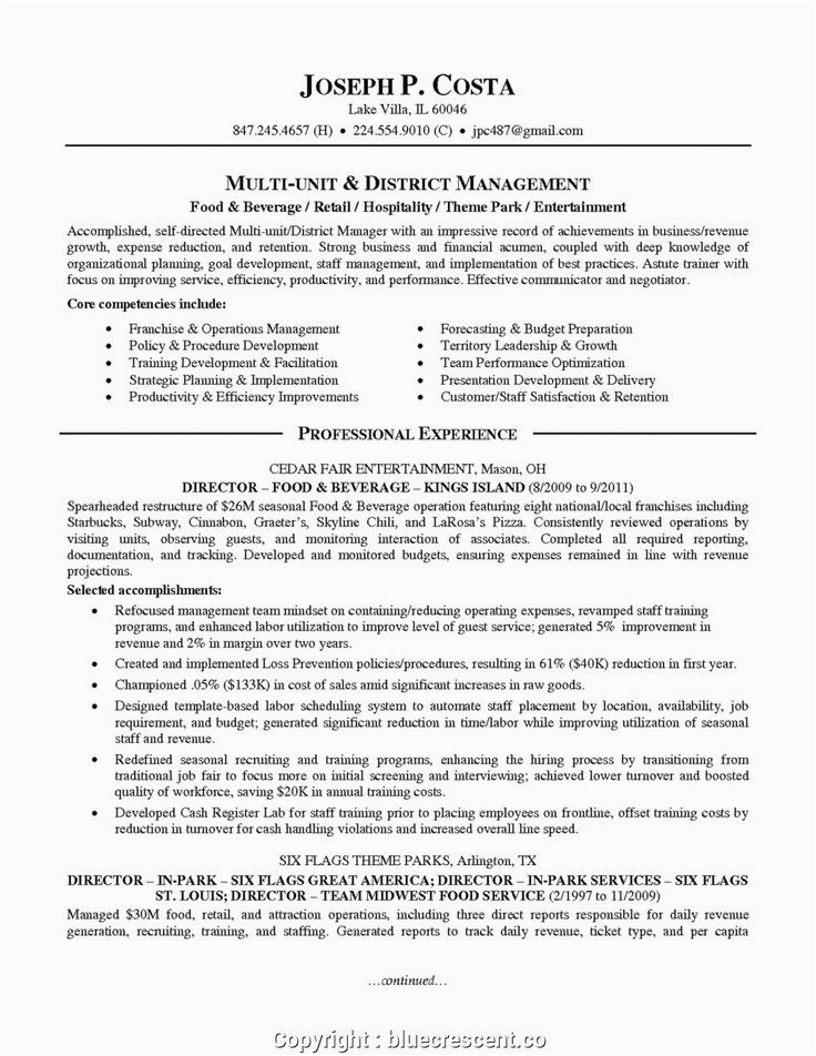 Resume Sample for Food and Beverage Service Food and Beverage Manager Resume Best Make F&b Manager