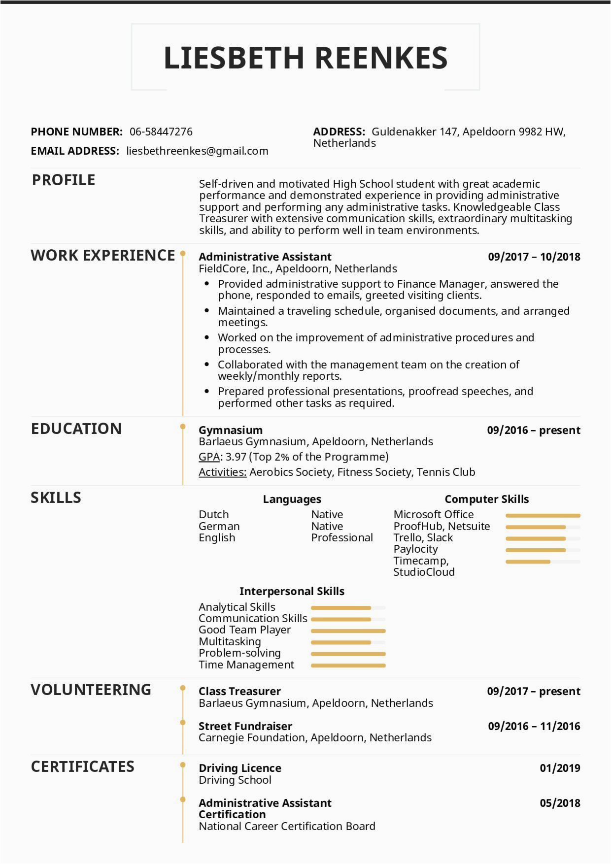Resume Template Examples for Highschool Students Resume Examples for High School Students Student Resume