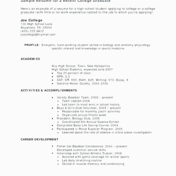 Resume Template for College Student with Little Work Experience Resume Examples for College Students with Little Work