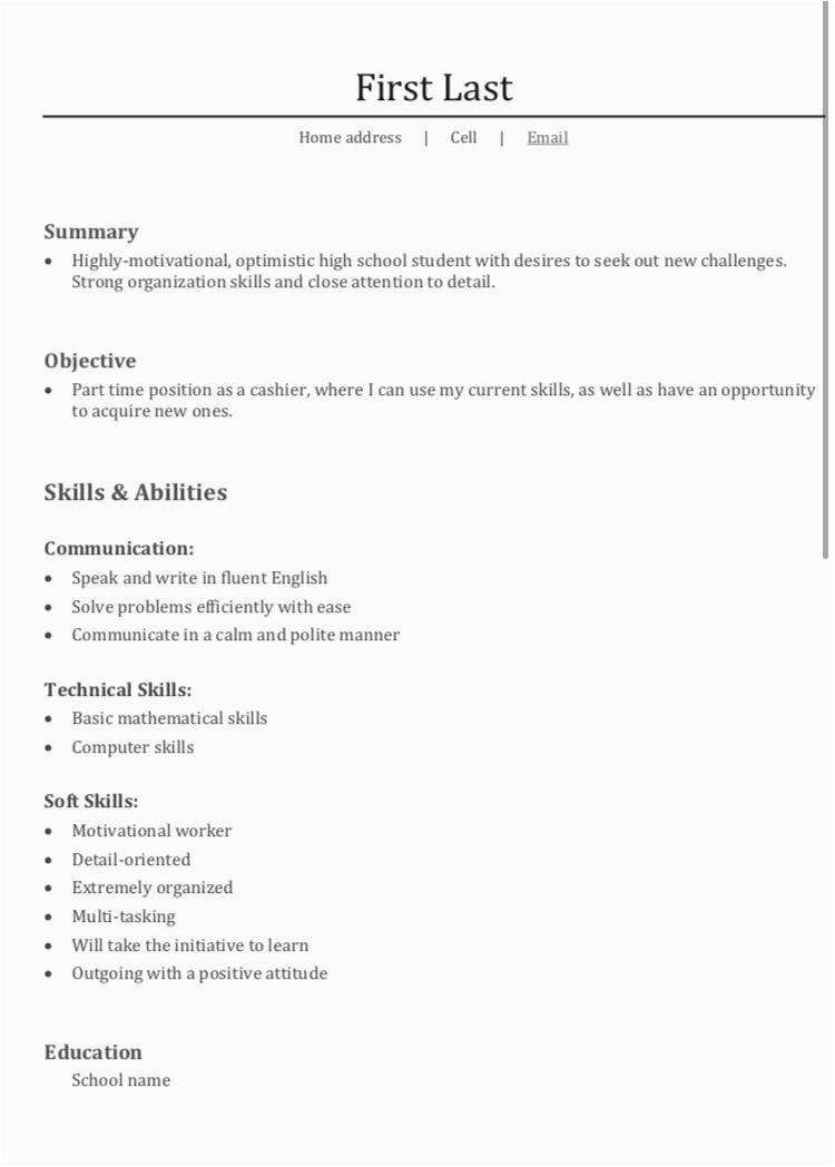 Resume Template for First Job In High School Resume for Teenager First Job High School Resume A Step