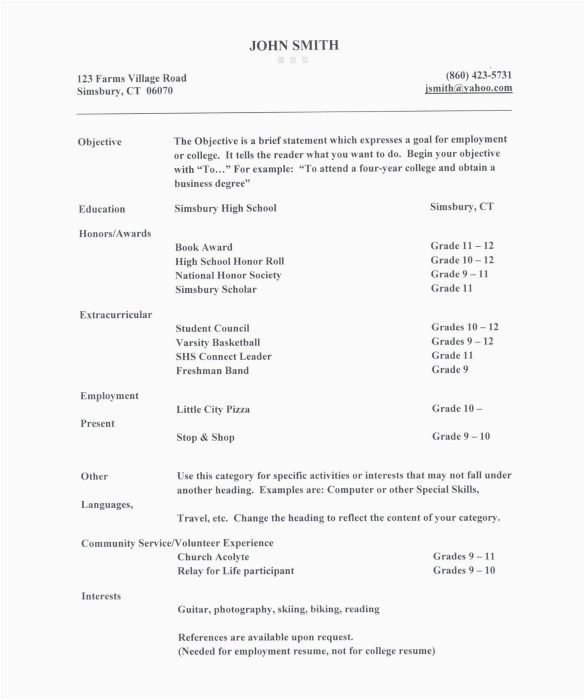 Resume Template for Letter Of Recommendation College Re Mendation Letter Templates