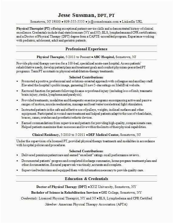 Resume Template for Physical therapist assistant 25 Physical therapy Student Resume In 2020