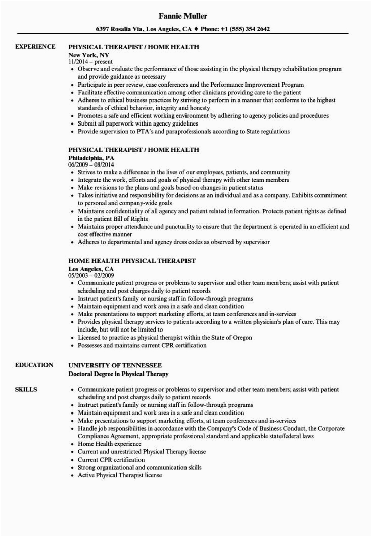 Resume Template for Physical therapist assistant Explore Our Example Of Physical therapist Job Description