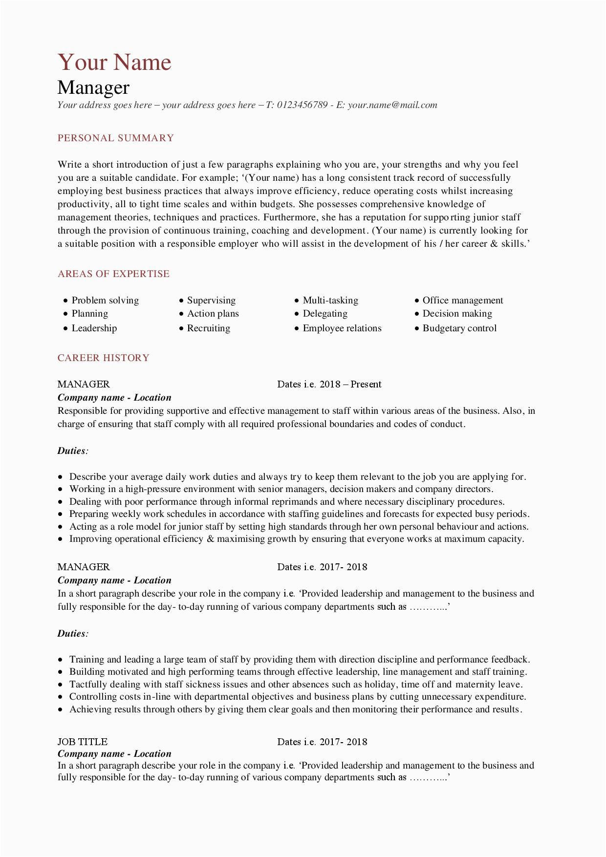 Resume Template for someone who Has Never Worked Resume Template for someone who Has Never Worked