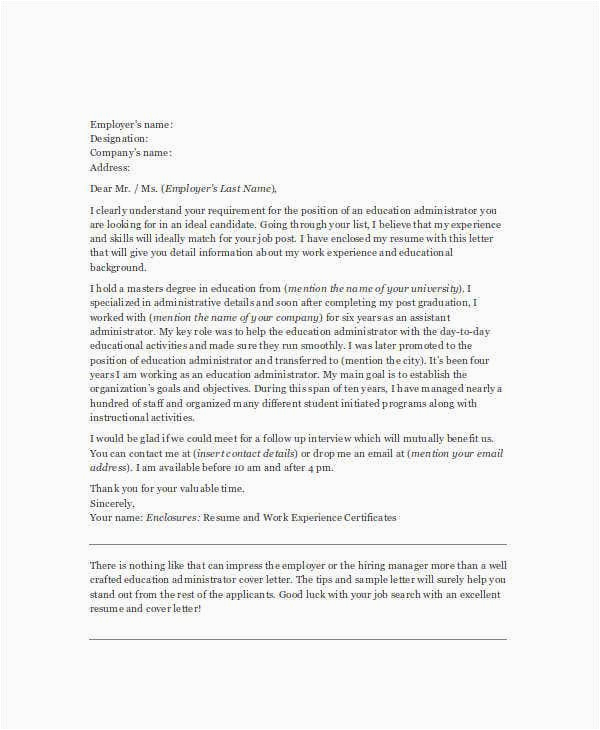 Sample Cover Letter for Resume School Administrator 15 Professional Education Resume Templates Pdf Doc