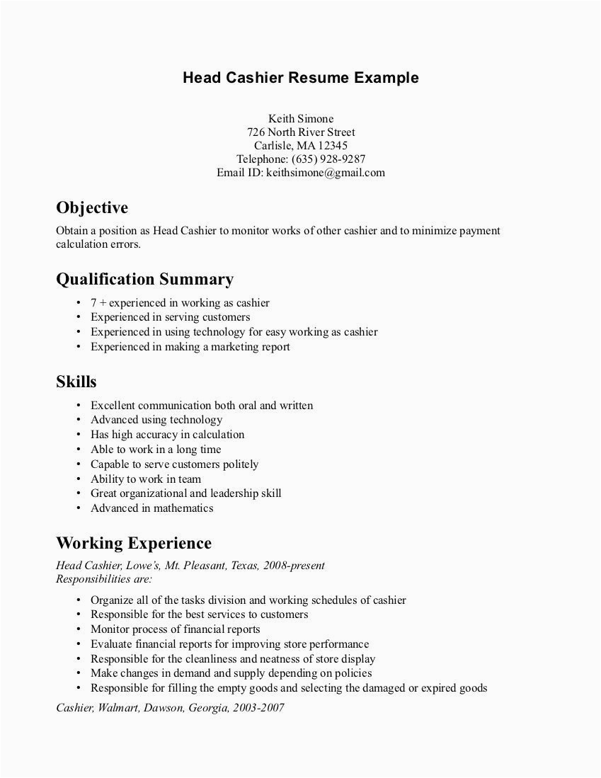 Sample Resume for Cashier Job with No Experience Resume for Cashier with No Experience