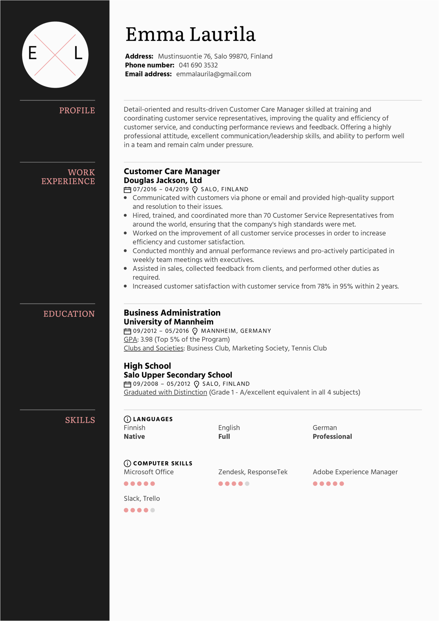 Sample Resume for Fresher Customer Care Executive Resume Examples by Real People Customer Care Manager