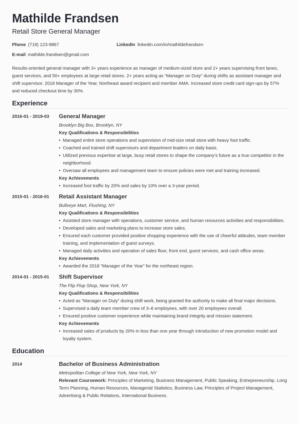 Sample Resume for General Manager Position General Manager Resume Template Guide & 20 Examples