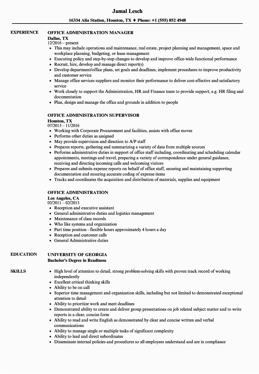 Sample Resume for Office Administration Job Fice Administration Resume Samples