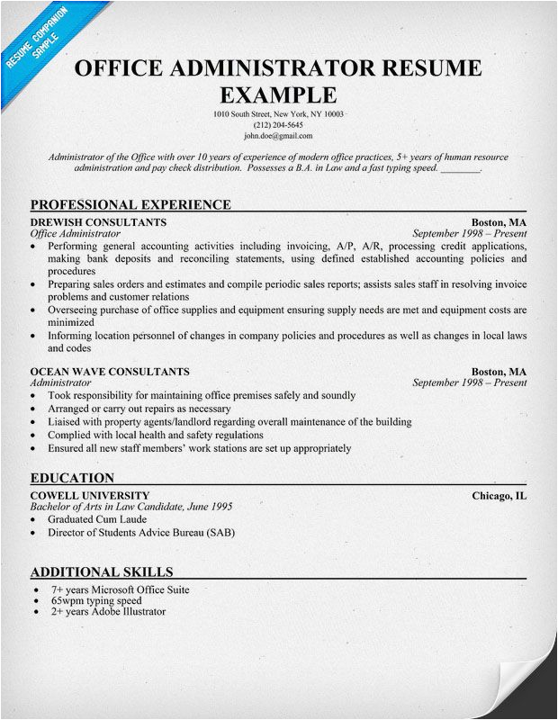 Sample Resume for Office Administration Job Fice Administrator Free Resume