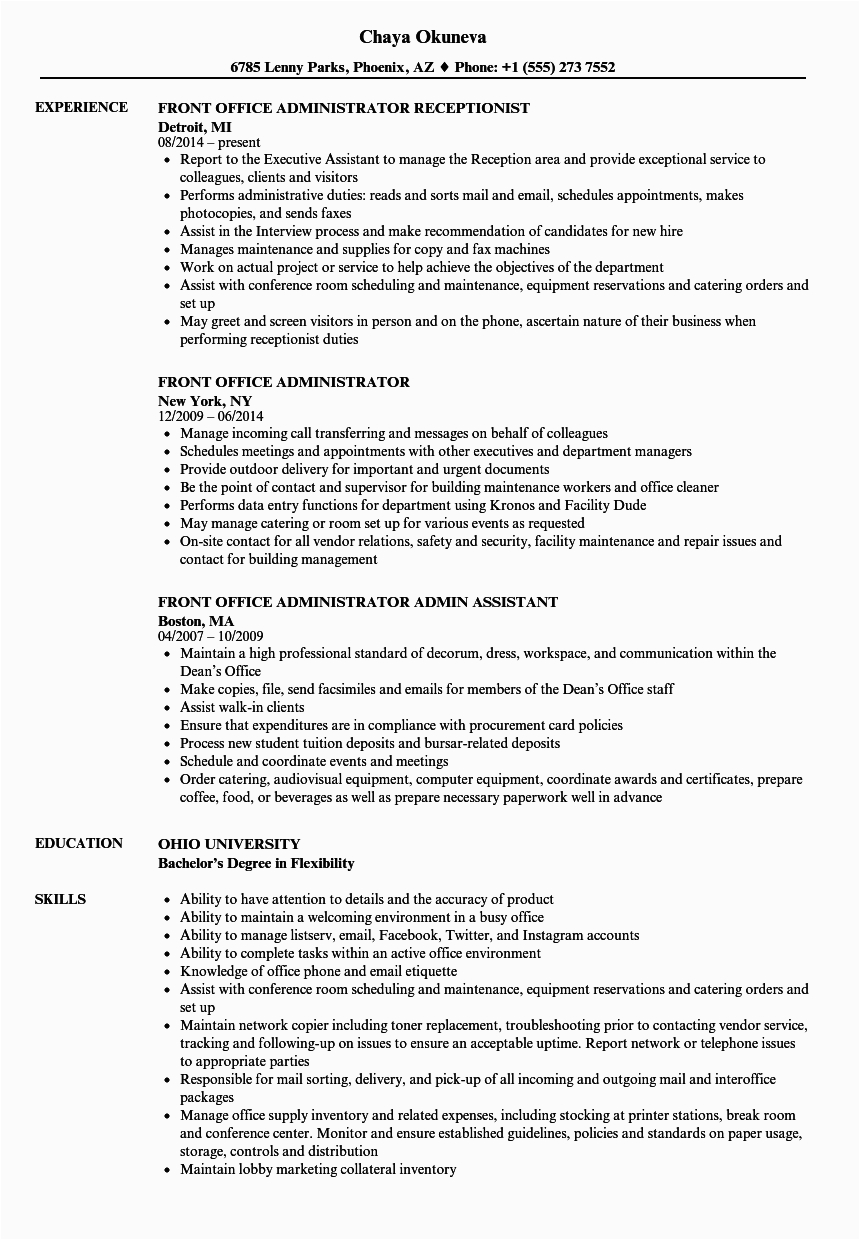 Sample Resume for Office Administration Job Fice Administrator Resume