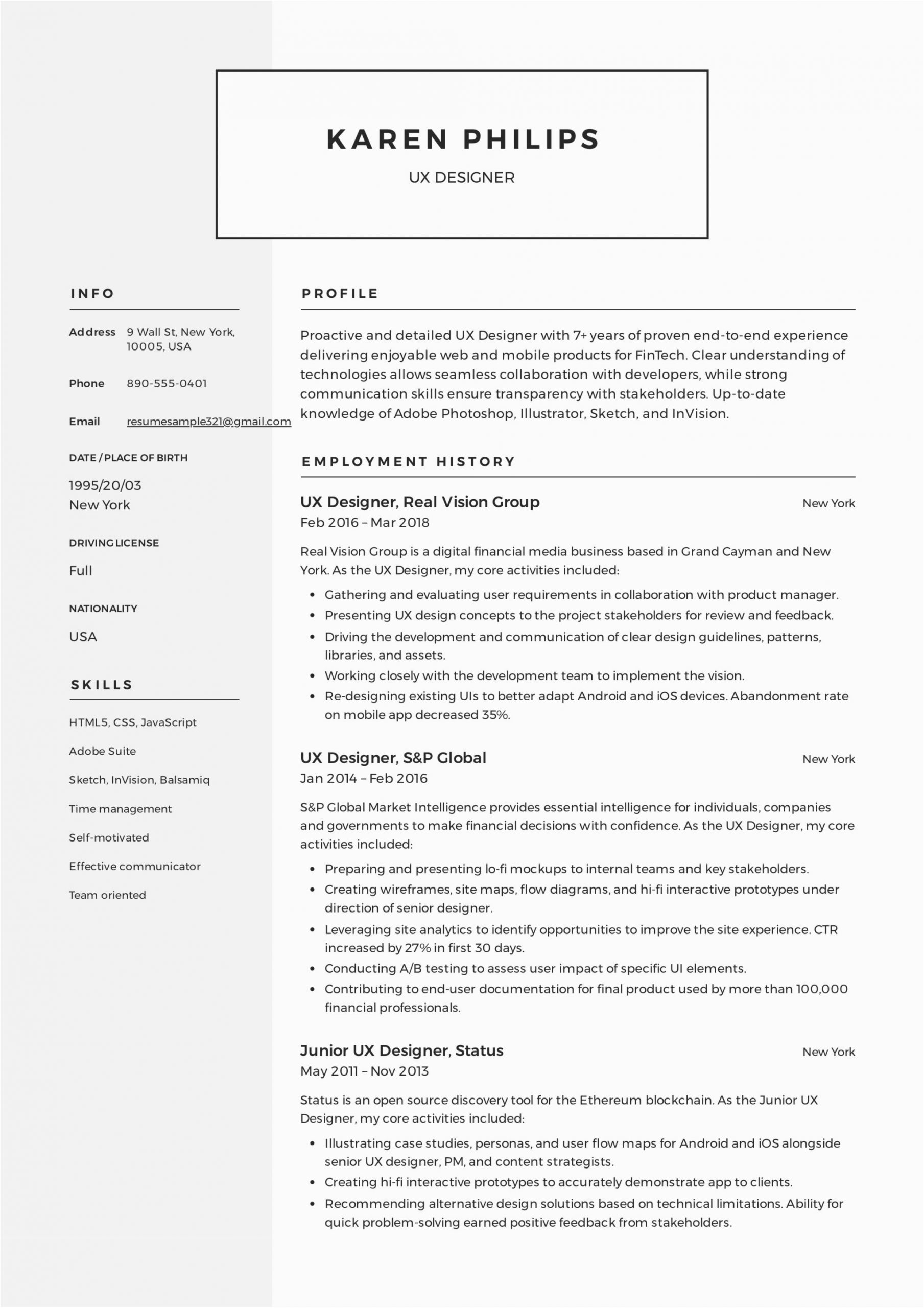 Ux Designer Resume Template Free Download 12 Ux Designer Resume Sample S Resumeviking