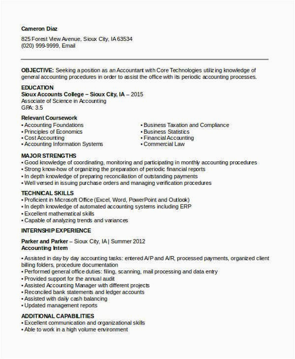 Accounting Resume Samples for Fresh Graduates 23 Accountant Resume Templates In Pdf