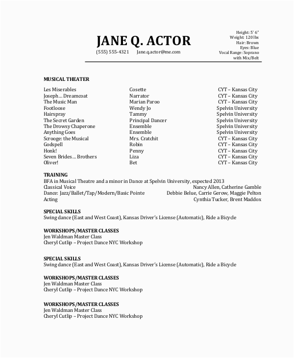 Acting Resume with No Experience Template Free 6 Sample Actor Resume Templates In Pdf