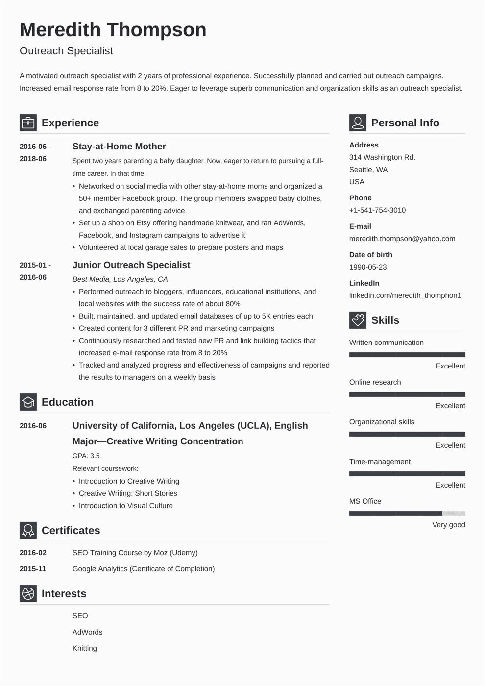 Best Stay at Home Resume Sample Resume for the Stay at Home Mom Transition to Working Mother
