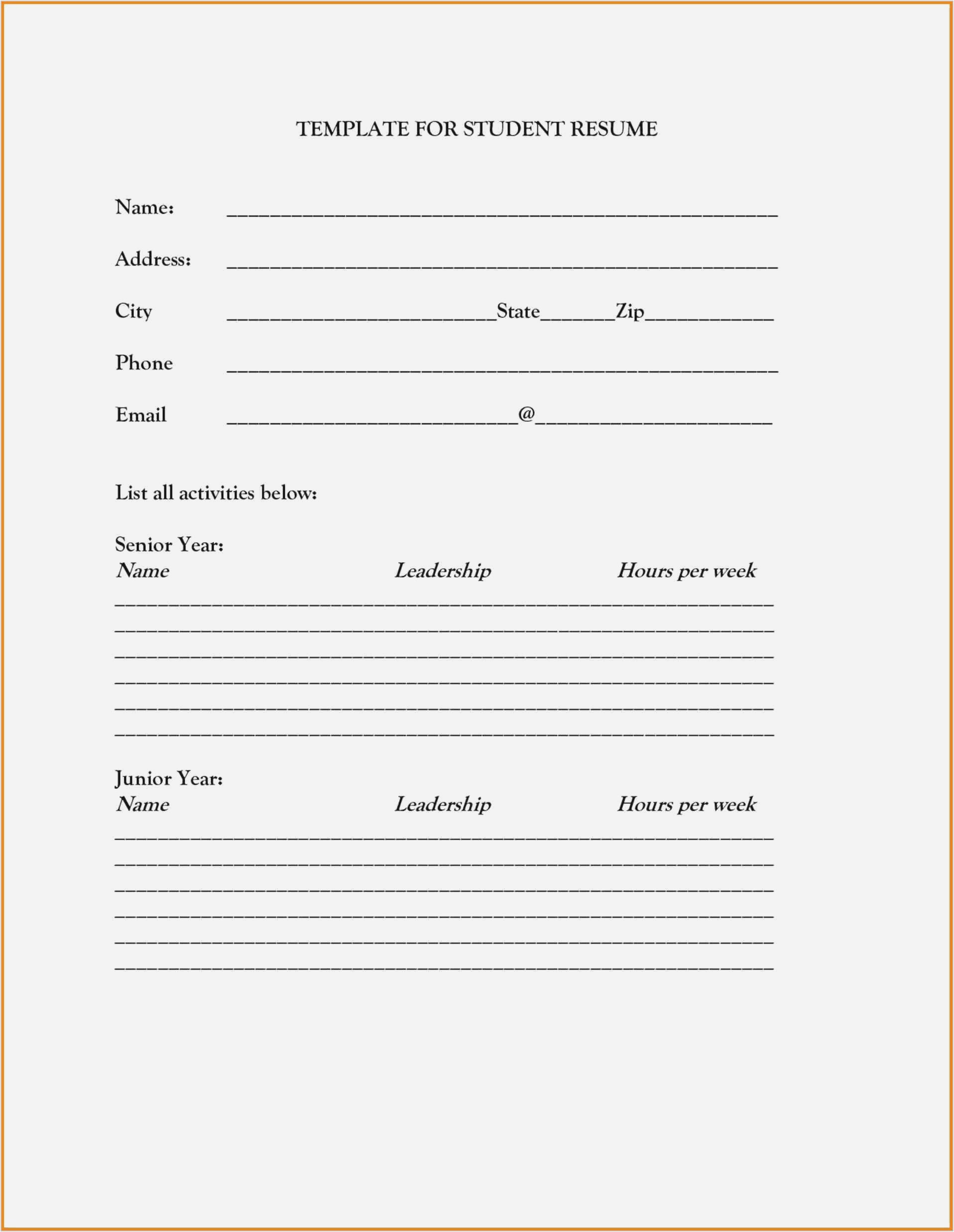 Blank Resume Template for High School Students Nuik Noke Free Printable Resumes Templates