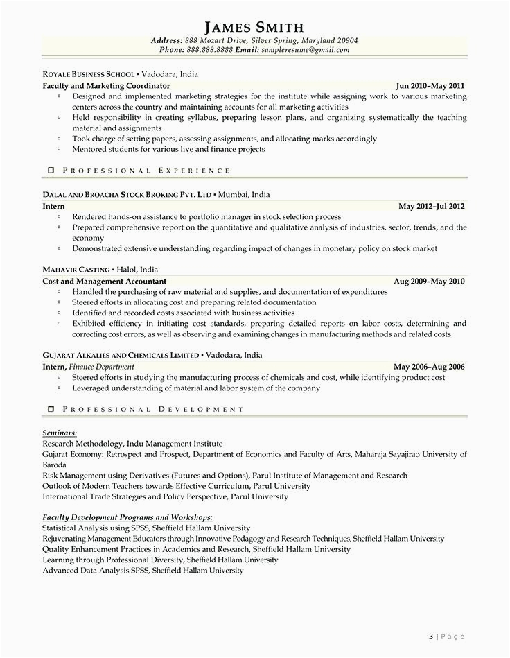 College Professor assistant Professor Resume Sample 10 11 Resume Samples for Faculty Positions