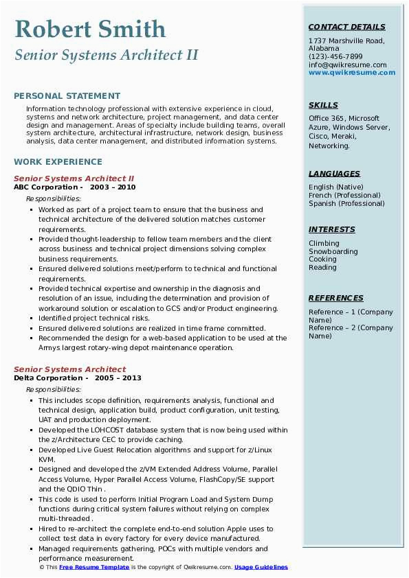 Computer Systems Engineers Architects Resume Sample Senior Systems Architect Resume Samples