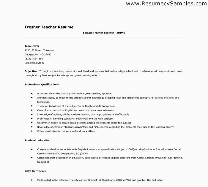Computer Teacher Resume format Not Sample Resume format for Teacher Job Puter Teacher Resume Example