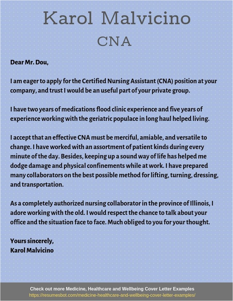 Cover Letter Sample for Cna Resume Certified Nursing assistant Cover Letter Samples