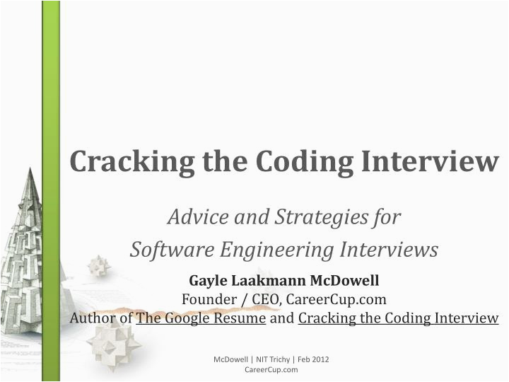 Cracking the Coding Interview Resume Template Ppt Cracking the Coding Interview Powerpoint