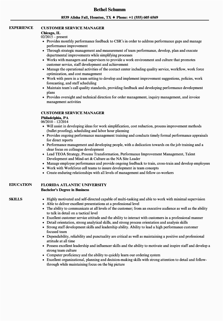Customer Service Manager Resume Objective Sample Customer Service Manager Resume Sample Free Resume Templates