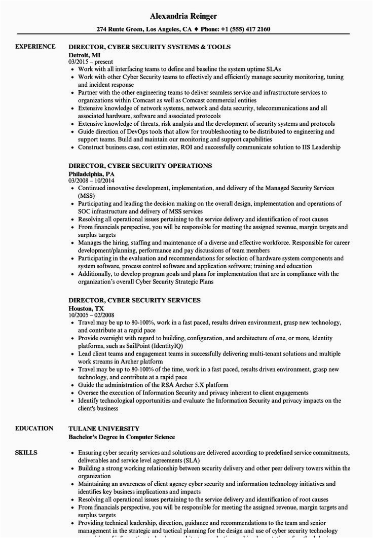 Cyber Security Project Manager Sample Resume 23 Cyber Security Resume Examples In 2020