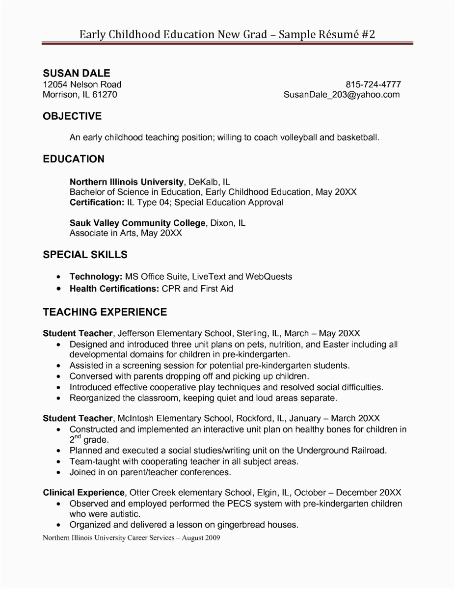 Early Childhood Education Resume Objective Samples Early Childhood Education Resume Samples