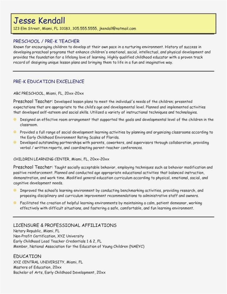 Early Childhood Education Student Resume Sample √ 20 Early Childhood Education Resume In 2020 with Images
