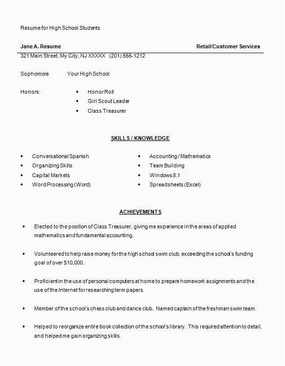 Easy Resume Template for High School Students High School Resume Template 9 Free Word Excel Pdf