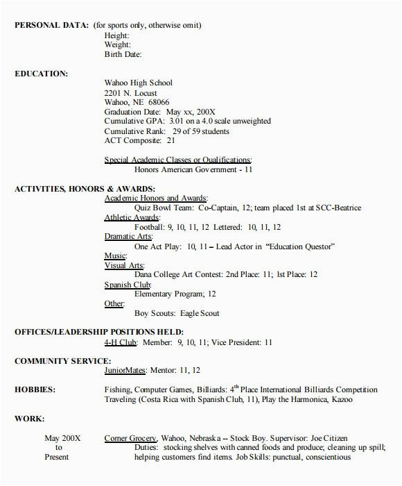 Fill In the Blank Resume Template for Highschool Students Blank High School Resume Template In 2020
