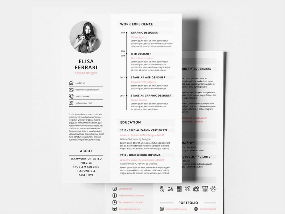 Free Creative Resume Templates for Pages Free Creative Resume Cv Template with Two Pages